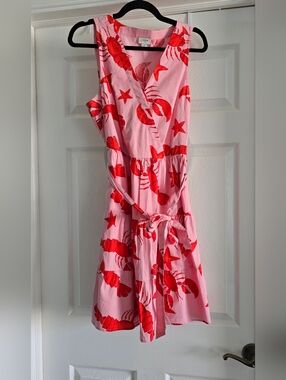 J. Crew Pink and Red Lobster Print Dress